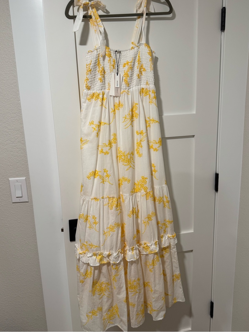 A Loves A Women's White Maxi Dress with Yellow Floral Print